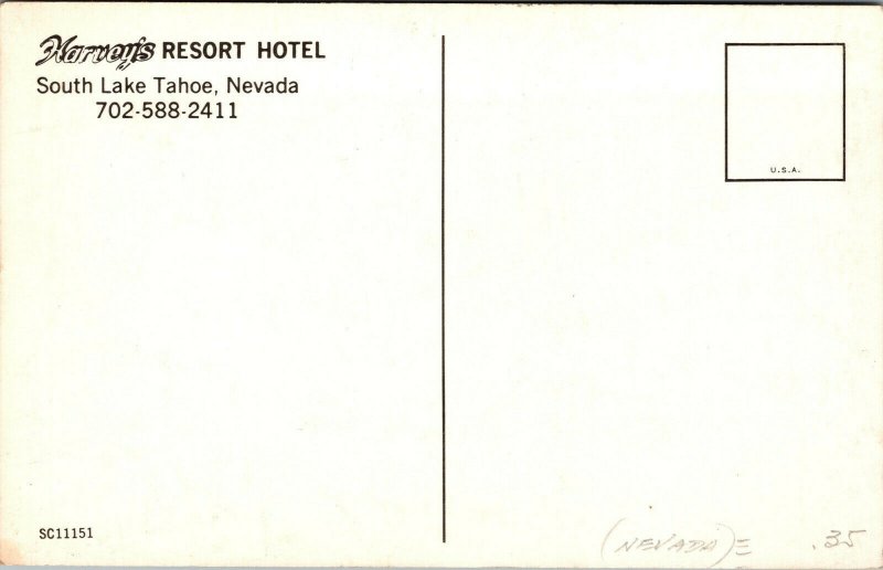 Vtg Harveys Resort Hotel South Lake Tahoe Nevada NV Unused Postcard