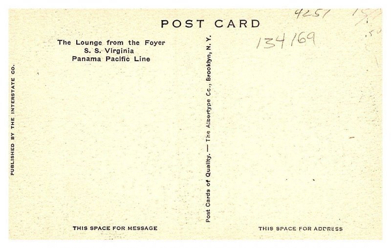 Lounge, S.S. Virginia, Panama Pacific Line