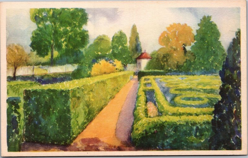 Postcard VA Mount Vernon The Flower Garden  artist render