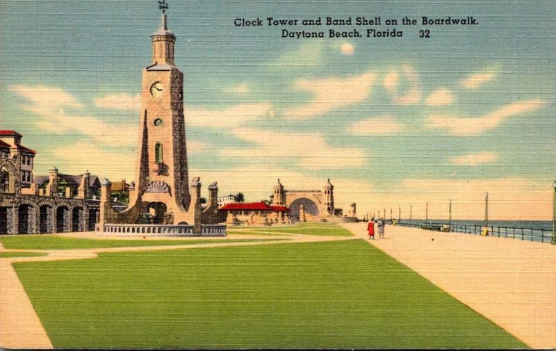 Florida Daytona Beach Clock Tower and Band Shell On The Boardwalk