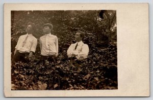RPPC Three Men in The Bushes Real Photo c1915 Postcard F29