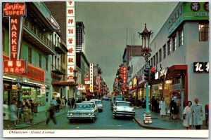 Grand Ave. Chinatown San Francisco California Narrow Street Picturesque Postcard