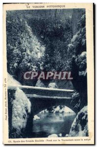 Old Postcard Great Road Bridge Vernaison bottlenecks in the Vercors snow