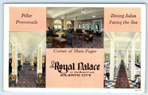 ATLANTIC CITY, NJ New Jersey Roadside Interior ROYAL PALACE HOTEL 1927 Postcard