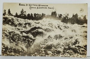 WIS Flood At Hatfield Wisconsin RPPC Above Black River Falls Postcard Q11