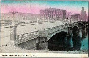 Locust Street Bridge, Des Moines IA c1940 Vintage Postcard F05