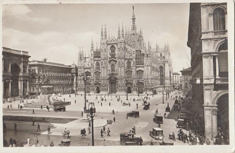 Italy Milan cathedral square early real photo postcard