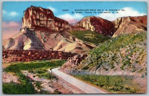 El Paso Texas to Carlsbad New Mexico 1940s Postcard Guadalupe Peak on Highway 62