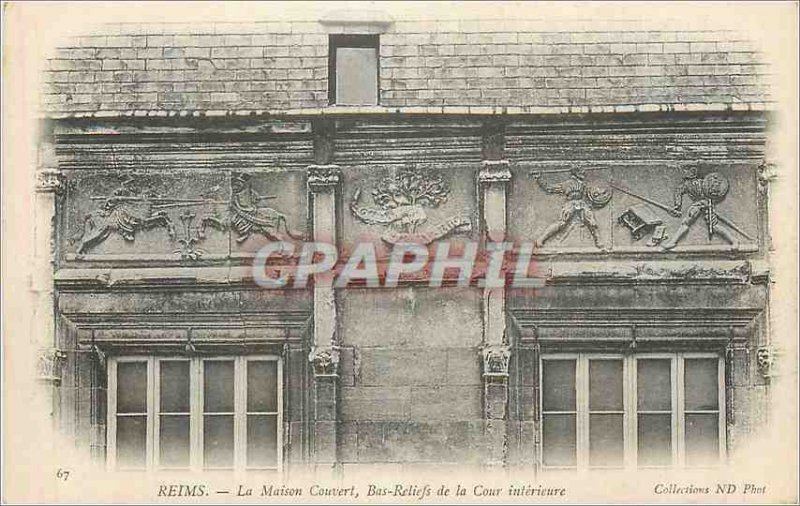 Postcard Old House Covered Reims Bas Reliefs of the Inner Court