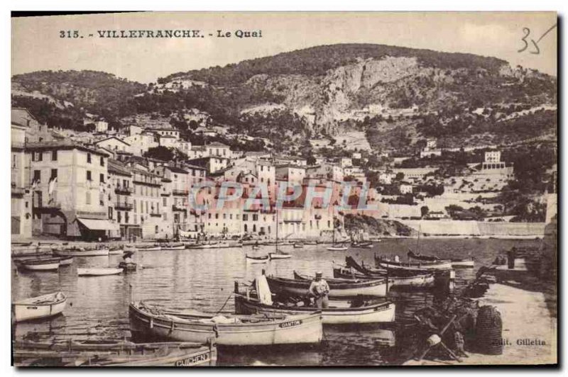 Old Postcard Villefranche The Quay Boat