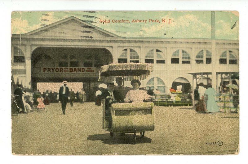 NJ - Asbury Park. Solid Comfort on the Boardwalk ca 1914  (creases, wear)