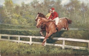 Horse racoing.  Tuck Oilette Germany  Steeplechasing Series PC # 9118