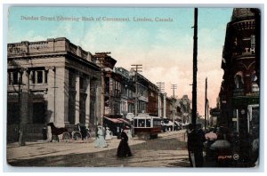 1910 Dundas Street (Showing Bank of Commerce) London Canada Antique Postcard