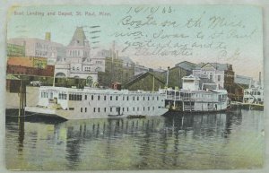 C.1898-06 Boat Landing & Depot, St. Paul, MN Postcard P103