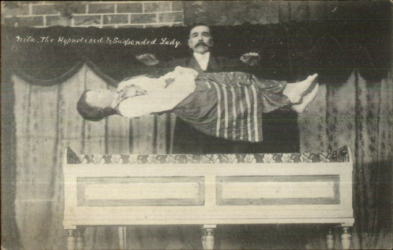 Magic Magician Hypnotist Levitating Nita the Suspended Lady c1910 Postcard