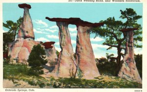 Vintage Postcard Ditch Wedding Rocks Near Woodmen Sanatorium Colorado Springs CO