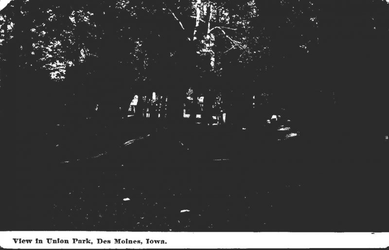 Iowa Des Moines View In Union Park 1910