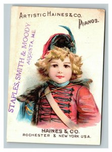 Vintage 1880's Victorian Trade Card Artistic Haines & Co Pianos Rochester NY