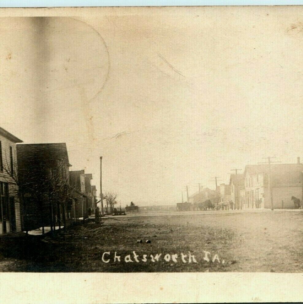 1900s Chatsworth IA Downtown Street Real Photo RPPC Ghost Town Hawarden