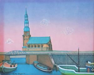 'Die Katharinenkirche zu Hamburg' Kathia Berger Art Artwork Postcard D31 *As Is