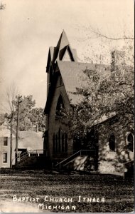 Real Photo Postcard Baptist Church in Ithaca, Michigan