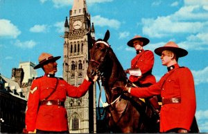 Canada Ottawa Royal Canadian Mounted Police In Front Of Parliament Buildings