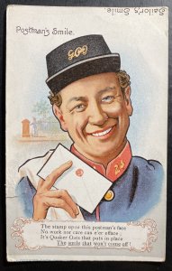 Mint England Picture Postcard Quaker Oaks Advertising Postman Smile