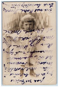 1912 Little Girl Curly Hair Chicago Illinois IL Antique RPPC Photo Postcard