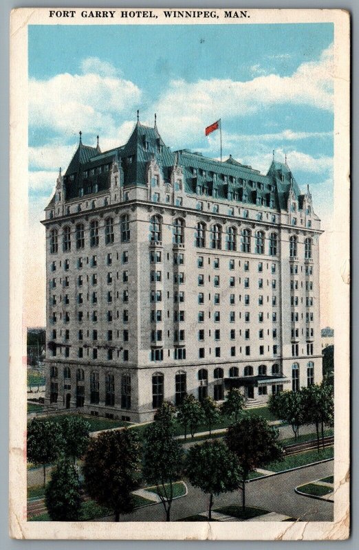 Postcard Winnipeg Manitoba c1924 Fort Garry Hotel CDS Slogan Cancel