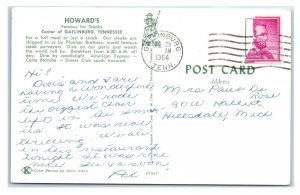 GATLINBURG, TN ~ Roadside HOWARD'S RESTAURANT 1964 Sevier County Postcard 