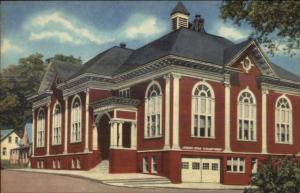 Lisbon NH Town Hall Fire Station? Linen Postcard