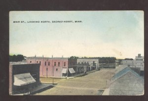 SACRED HEART MINNESOTS DOWNTOWN MAIN STREET SCENE VINTAGE POSTCARD