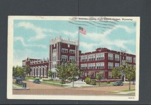 1948 Post Card Casper WY Natrona County High School Built In 1925