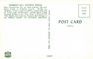 Postcard Cromer Mill Covered Bridge Carnesville Georgia