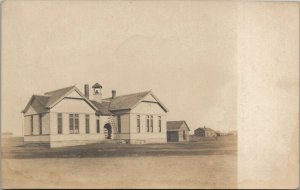 Rppc Lovely Old Praire School House Bell Tower on Roof  c1920s Postcard T18