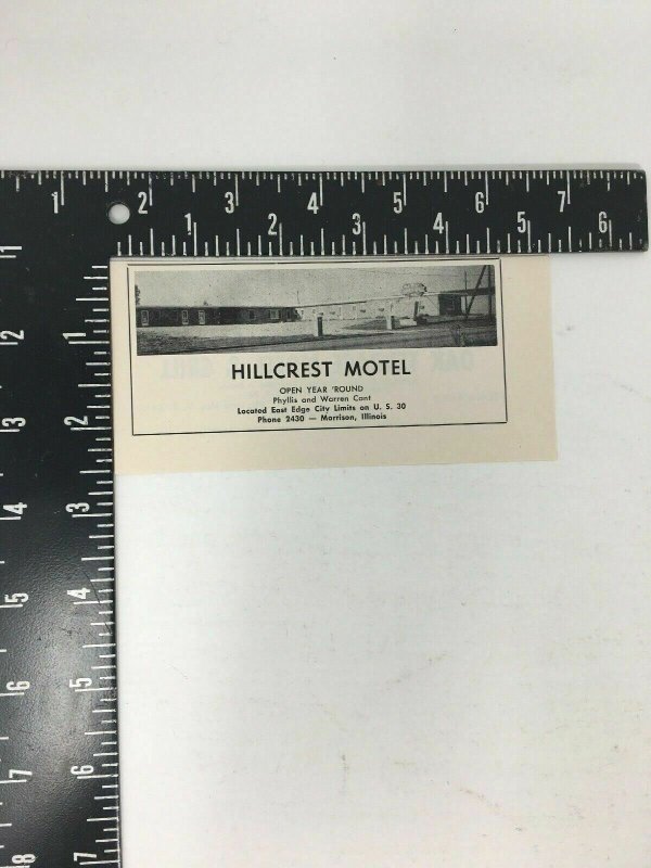 Hillcrest Motel Vintage Print Ad Morrison Illinois Picture Highway US 30 