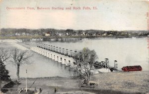 J58/ Sterling Rock Falls Illinois Postcard c1910 Government Dam 82