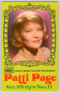 1970's PATTI PAGE CIRCUS ROOM JOHN ASCUAGAS NUGGET CASINO NEVADA POSTCARD