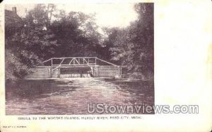 Bridge to the wooded island, Hersey River - Reed City, Michigan MI  