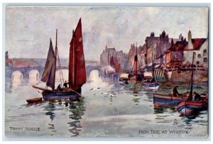 c1910 Sailboats, High Tide at Whitby Frank Rousse Aquarette Tuck Art Postcard