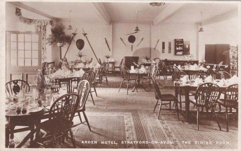 England Stratford-On-Avon Arden Hotel Dining Room Real Photo Tucks sk3857