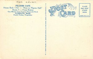 Plymouth Massachusetts Pilgrim Cafe advertising Tichnor linen Postcard 24-8590