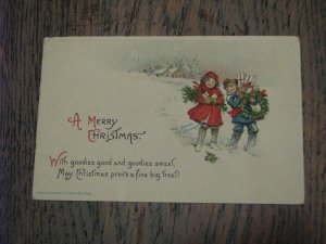 CHRISTMAS POSTCARD FRANCES BRUNDAGE Gabriel #219 CHildren Wreath Postmarked