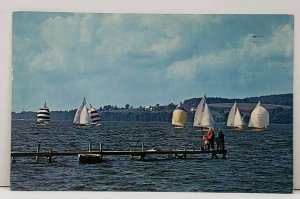 NY Bemus Point Sailing on Lake Chautauqua, 1960 to Titusville Pa Postcard H1