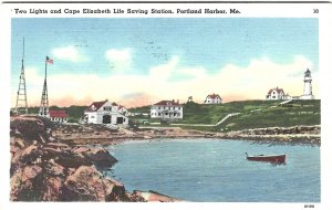 1940's Two Lights & Cape Elizabeth Life Saving Station, Portland Harbor, Maine