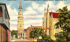 South Carolina Charleston Church Street Showing Huegenot and St Philips Church