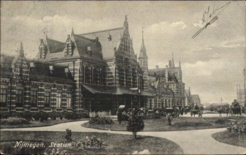 Nijmegen Netherlands RR Train Station Postcard Cancels & Stamp Postcard