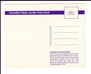 RCAF Snowbirds Airplanes, Canadian Skies Jumbo Postcard 5.5 X 7 inches Canada