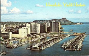 Honolulu Yacht Harbor Hawaii Vintage Postcard Standard View Card High Rise Hotel