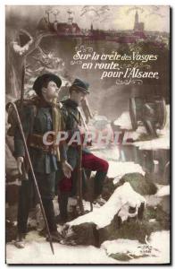 Old Postcard Militaria Alpine Hunters On the crest of the Vosges en route to ...